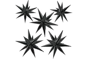 BOMSI Star Balloons 60Pcs Black Balloon 12 Spike Foil Balloons Explosion Mylar Cone Balloon Magic Party Decorations Backdrops for Halloween Graduation Birthday Wedding Anniversary Retirement