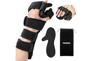 HOOMTREE Stroke Resting Hand Splint Right&Left Resting Hand Splint with Finger Separator Functional Night Immobilizer Wrist Finger Brace for Carpel Tunnel Pain,Sprain Fracture,Tendonitis (Left,Black)