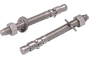 Bolt Dropper 3/8" X 3-3/4" Stainless Wedge Anchor (10pc), 18-8 Stainless Steel Corrosion Resistant Commercial Grade Washers and Nuts Included Choose Size by Bolt Dropper, Wall Anchors for Drywall
