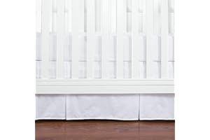 TILLYOU Crib Bed Skirt White Pleated for Baby Boys Girls, 100% Natural Soft Dust Ruffle, Standard Nursery Bedding Toddler Bedskirt Solid, 14" Drop