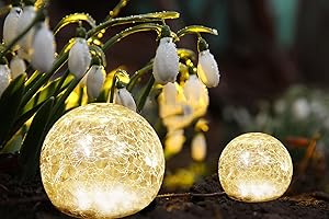 Solar Garden Lights, NIOSTA Globe Auto ON/Off Waterproof 2packs Glass Ball Solar Lights, Garden Decor for Outside Garden Yard Pathway(Warm White)
