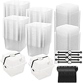 JMIATRY 100PCS 8 oz Square Plastic Dessert Cups with Lids and Spoons Clear Disposable Dessert Cup Tiramisu Container 8oz Plas