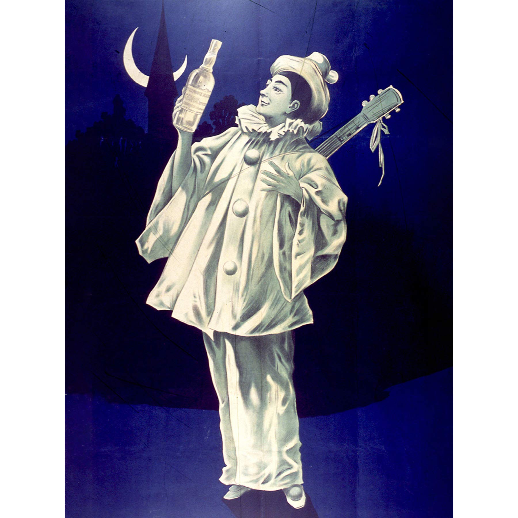 Dallion White Vermouth Pierrot Clown Advert Premium Wall Art Canvas Print 18X24 Inch