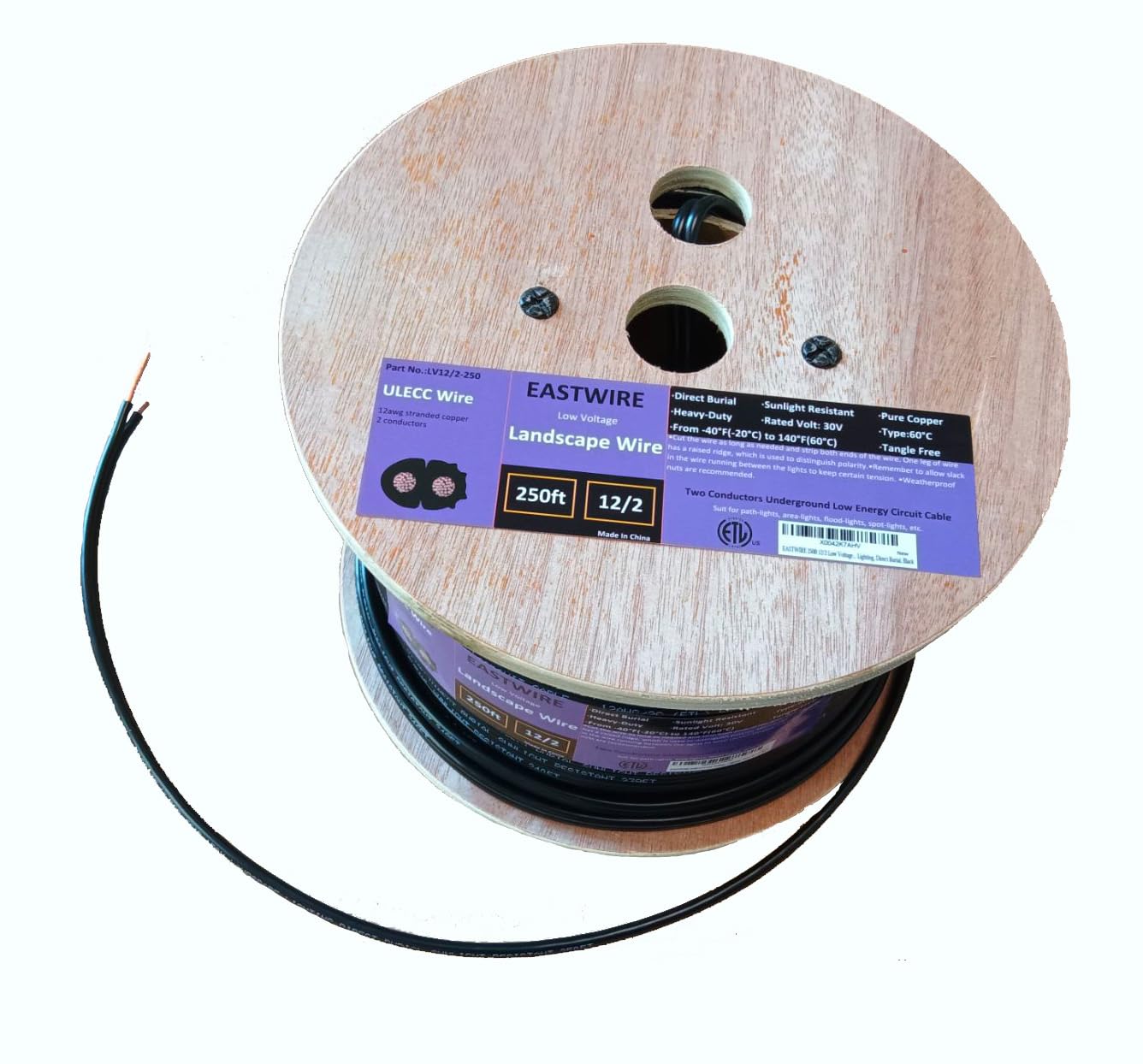 Photo 1 of 12/2 Low Voltage Landscape Lighting Copper Wire,12-Gauge 2-Conductor 250 Feet, Low Voltage Cable 12/2, Landscape Wire 12 2, Underground Low-Energy Circuit Cable, ULECC, Lighting use