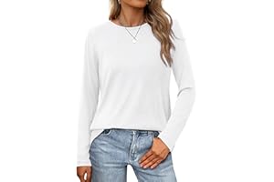XIEERDUO Long Sleeve Shirts for Women Casual Crew Neck Basic Fall Tops Loose Fit Comfy