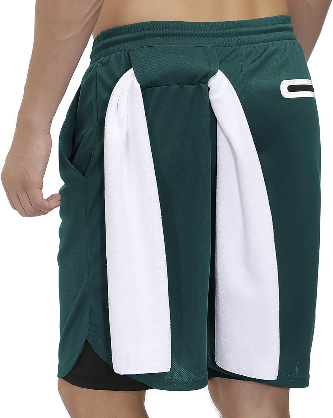bonim Mens 2 in 1 Running Shorts, Quick Dry Workout Athletic Shorts with Pocket & Towel Loop: Clothing