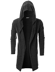 GIVON Men's Long Hooded Shawl Cardigan Open Front