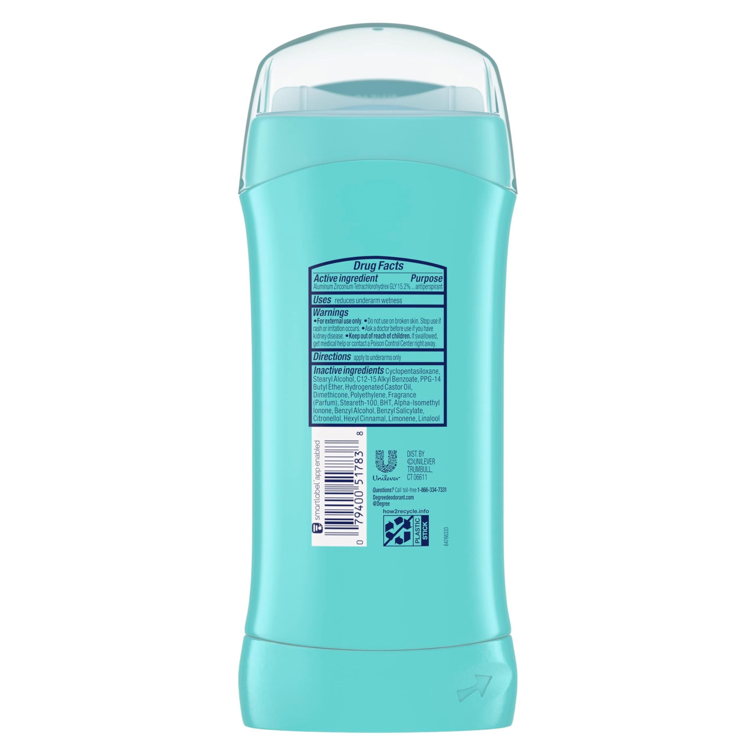 Degree Ultra Fresh Antiperspirant Deodorant Stick Shower Clean Pack of 4 for 48H Sweat and Odor Protection for Women, 2.6 oz