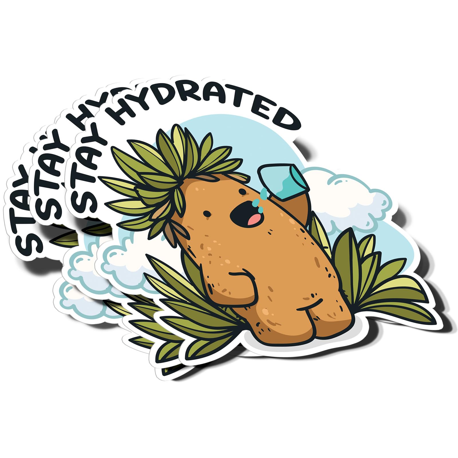 Photo 1 of (3Pcs) Stay Hydrated Sticker Frailejon Plant Decal Waterproof Vinyl Stickers Adult for Laptop Kindle Car Hydro Flask Tumbler Water Bottle Mug Phone Notebook - Size 3”x2.9”