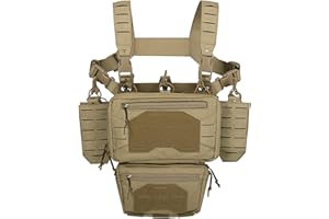 BOMTURN Chest Rig Tactical Chest Rig 1000D Molle Micro Chest Rigs Adjustable Detachable Modular Vest with Mag Pouch