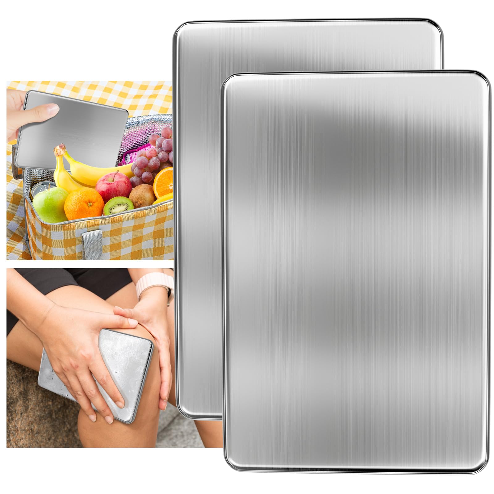 Photo 1 of (BAGGED) (USED/FAIR) Surmol 2PCS Ice Packs for Lunch Boxes Reusable Stainless Steel Ice Packs, No Water Needed, for Coolers, Camping, and Picnic Baskets Metal Bento Box Ice Packs Keep Food and Drinks Fresh and Cool