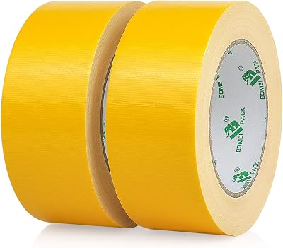 BOMEI PACK Yellow Duct Tape 230mic Thick Reinforced Cloth Gaffer Tape 48mm x
