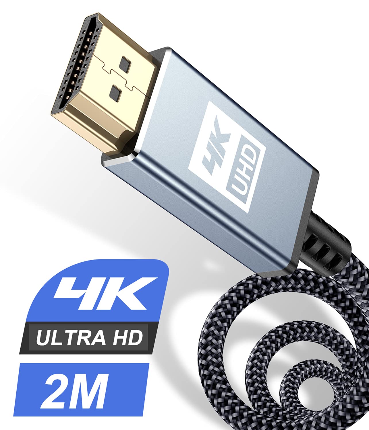sweguard 4K HDMI Cable 2M, Ultra High Speed 4K HDMI 2.0 Lead Support 4K@60Hz ARC, HDR, 3D, Ethernet,HDCP 2.2, Compatible with TV, Monitor, Laptop, PS5/4/3, Xbox one, Projector, Sky Q, Soundbar, PC