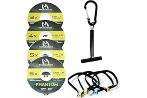 M MAXIMUMCATCH Maxcatch Fly Fishing Tippet Line Material with Tippet Line Holder & Tender, Clear, 55Yds, 4PCS/6PCS