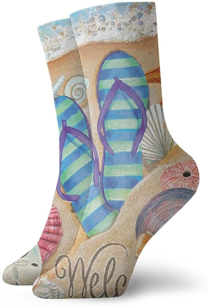 Summer FlipFlops Crew Sock Exotic Modern Men Women Breathable Tab Sock