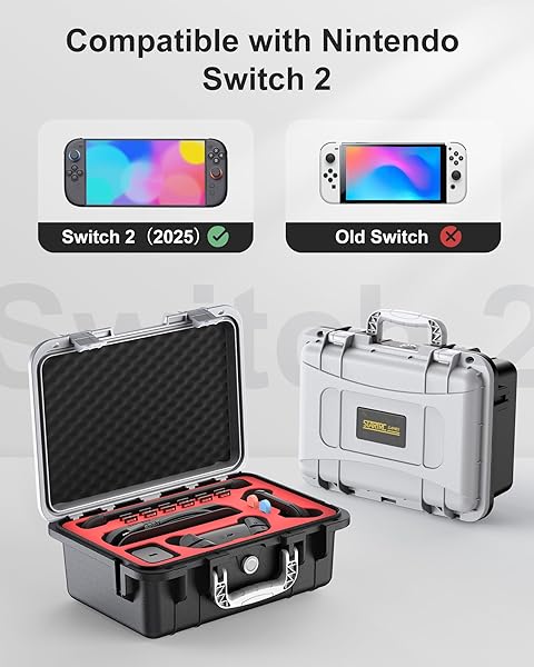 STARTRC GAMES HARD CARRYING CASE FOR NINTENDO SWITCH 2, PROFESSIONAL DELUXE IP67 WATERPROOF, SOFT LINING HARD TRAVEL CASE FOR NINTENDO SWITCH 2 CONSOLE PRO CONTROLLER & ACCESSORIES (BLACK & WHITE)