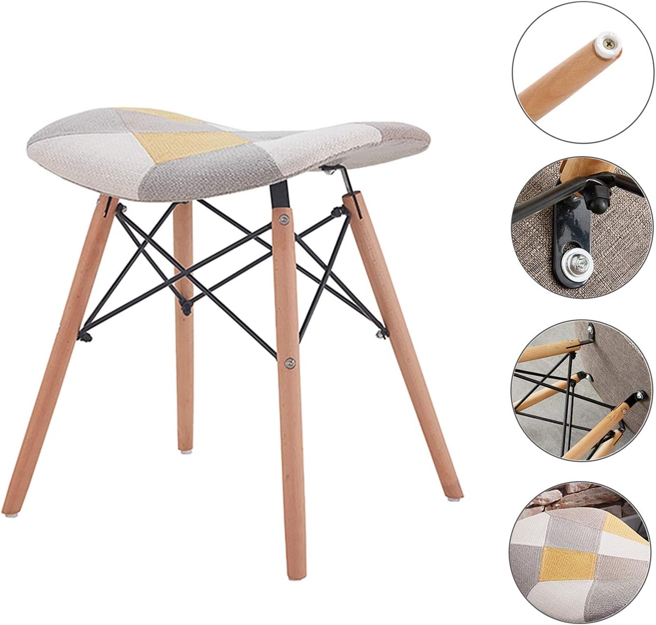 Nicemoods Silla Estilo Eiffel Patchwork Sofá Taburete Respaldo Cojín