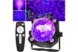 DJPTYGCK 2 in 1 Glow Party Black Light Disco Ball Light with Sound Activated Strobe Dj Party Lights Black Lights, for Halloween Christmas Birthday Decor Classroom Room Family Party Decor