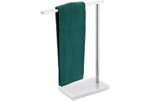 AONEON Towel Holder Chrome for Bathroom Vanity Countertop 1-Tier Towel Rack Stand with Heavy Marble Base Thicken Steady, Poli