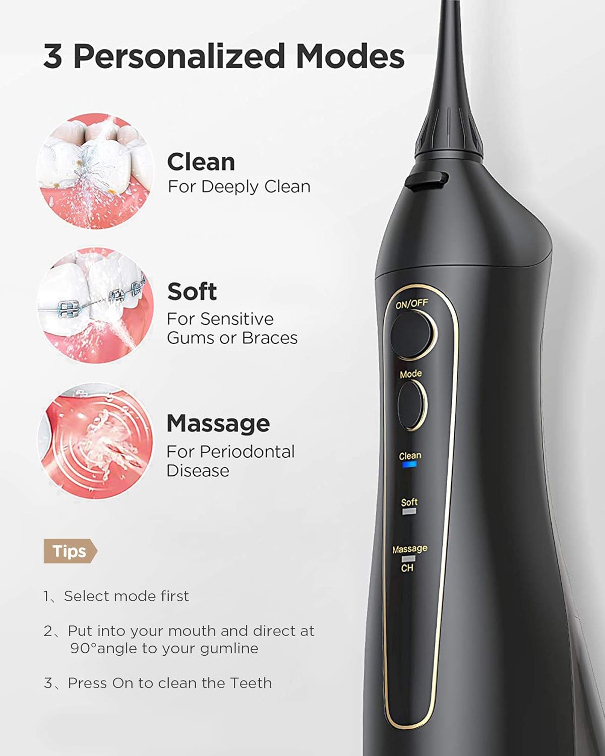Water Flosser and Toothbrush Combo, Fairywill Teeth Cleaner Set, 4 Hours Charge for 30 Days Use, 5 Optional Modes and 4 Brush Heads Whitening Toothbrushes, 3 Modes and 4 Jet Tips Oral Irrigator: Health & Personal Care