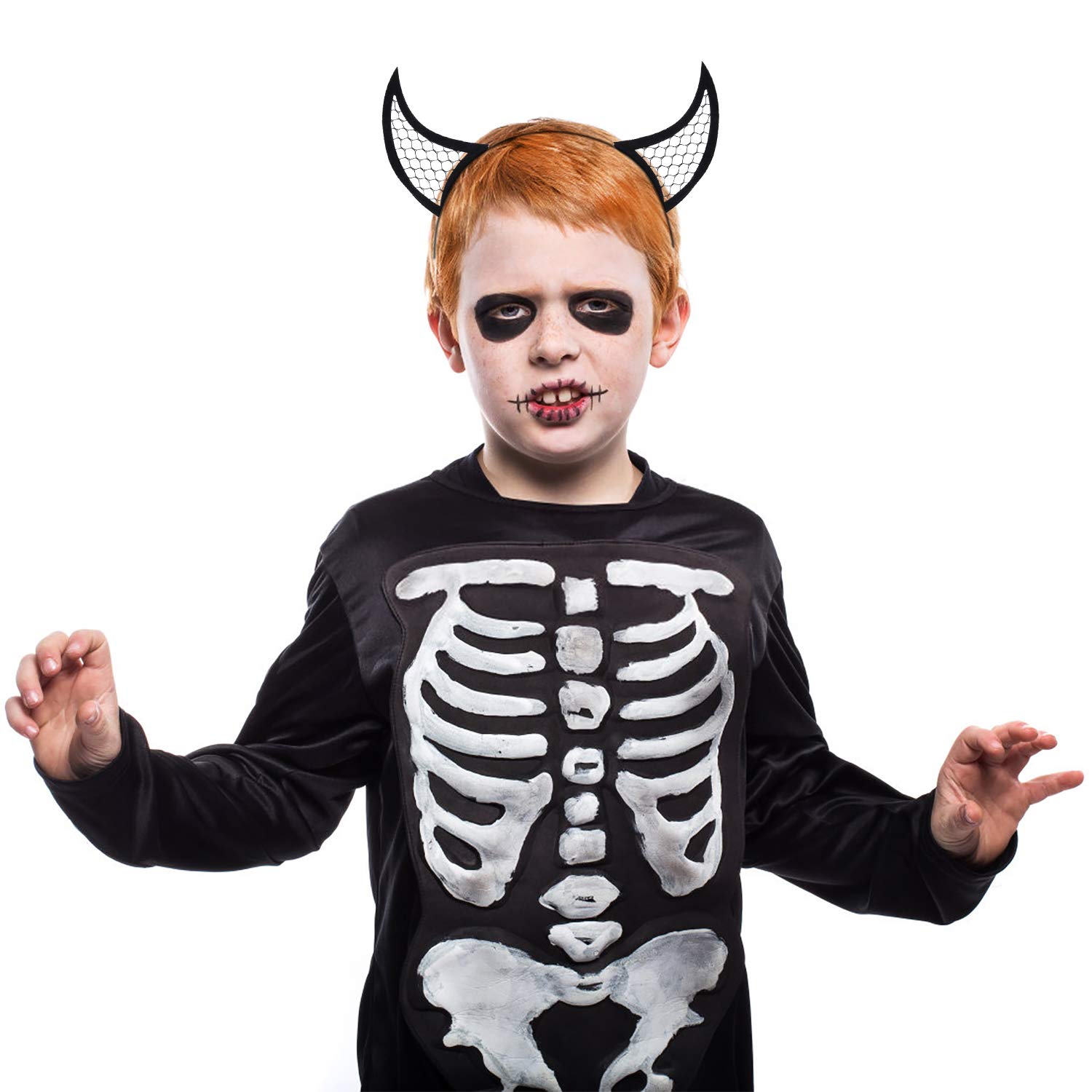 ZOYLINK 6 PCS Halloween Haarreif -Teufelshörner Haarreif, Spinnen Kopfschmuck und Fledermaus Stirnband Karneval Fasching Halloween Mädchen Dame