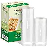 Bonsenkitchen Vacuum Sealer Bags Rolls, 11in x 50ft & 8in x 50ft Durable Food Sealer Bags, Commercial Grade, Heavy Duty, BPA Free, Seal a Meal, Great for Food Storage & Sous Vide Cooking, VB25