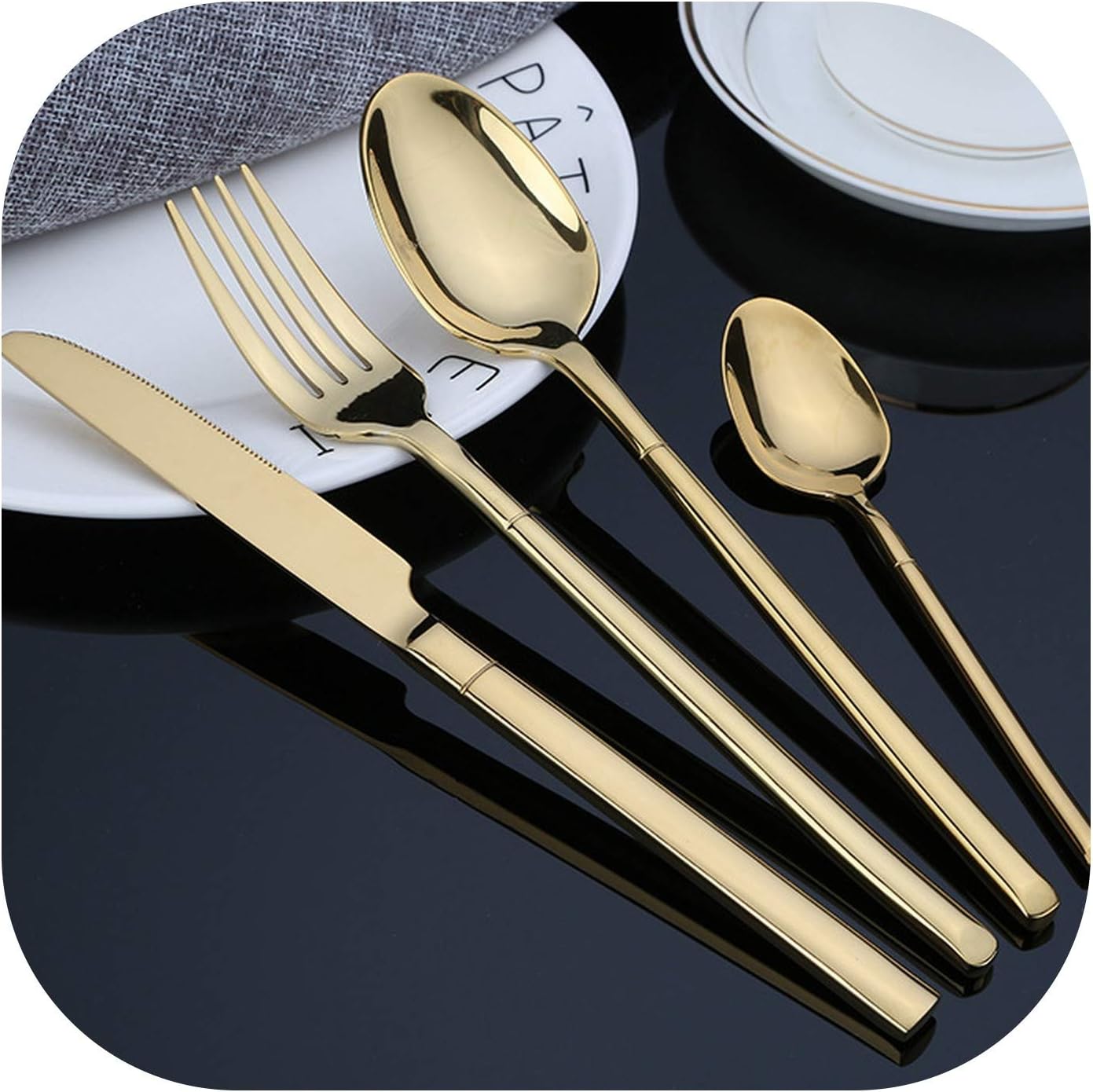 Black Gold Cutlery Set Restaurant Dinnerware Silverware Tableware Set 18/10 Stainless Steel Fork Spoon Knife Set,gold