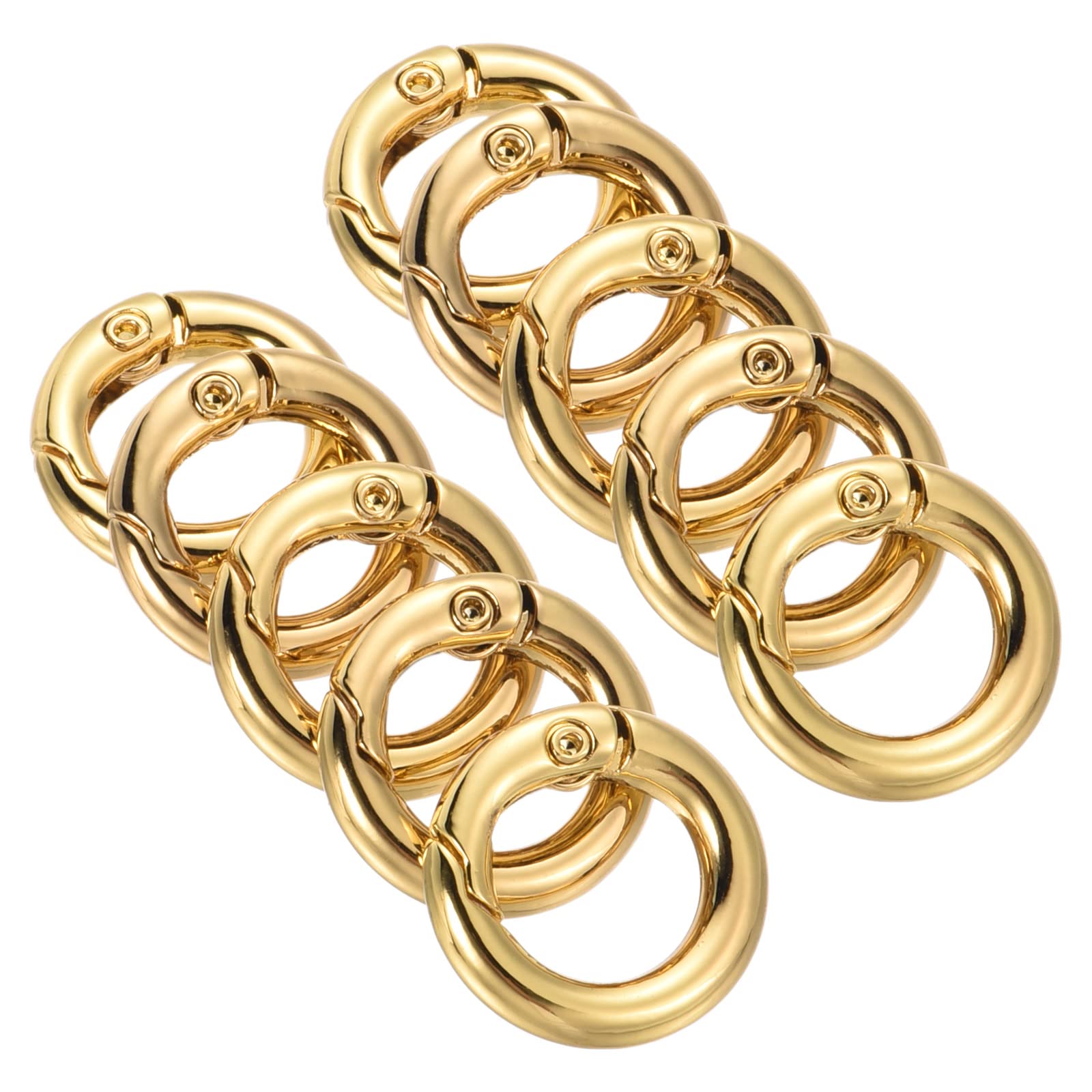 PATIKIL 18x11x3.5mm Spring Gate O Rings, 10 Pack Round Snap Clip Zinc Alloy for Keyrings Buckle, Gold