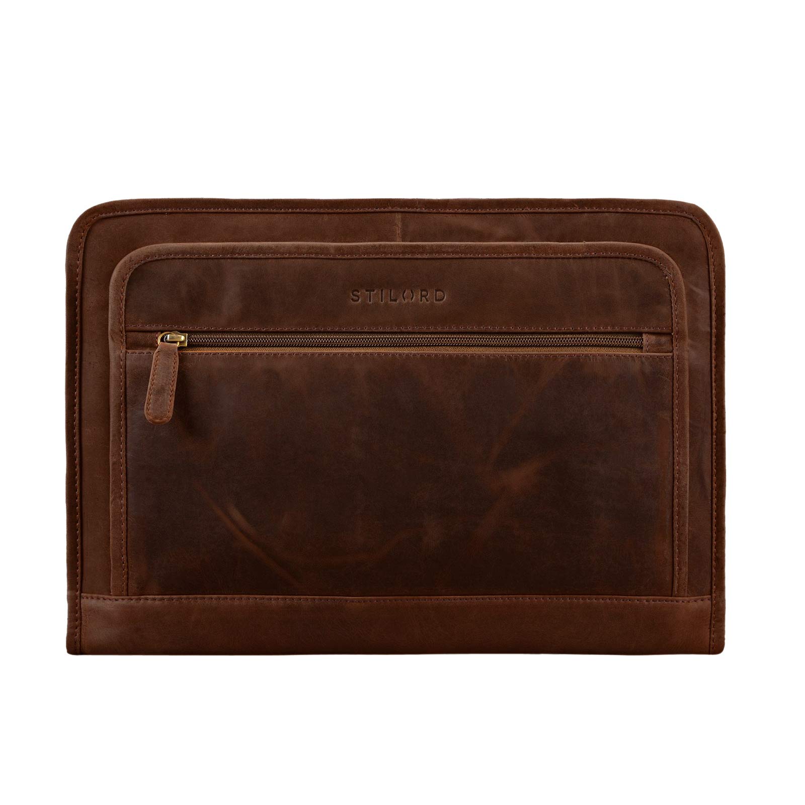STILORD "Maximilian" Folder Leather 13,3 inch Vintage Notebook MacBook Case Bag Cover Briefcase Envelope Netbook Colour:Middle Brown
