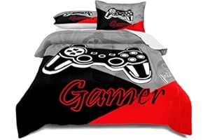 lris Bedding Gaming Bedding Set Queen Size Game Comforter Set for Boys Girls Kids Teens Soft Microfiber Colorful Modern Buttons Video Game Bedding Decorative 1 Comforter with 2 Pillow Shams…