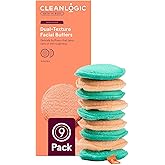 Cleanlogic Exfoliating Dual-Texture Facial Pads - Makeup Remover - 9 Count | Dual-texture facial pads, makeup remover for cleansing sensitive skin, assorted colors, 9 count