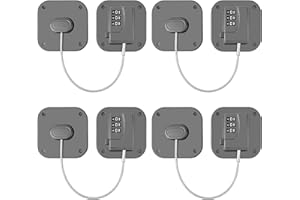 MRBULLOCK Child Proof Refrigerator Lock - Heavy Duty Fridge & Freezer Safety Latch for Babies & Toddlers, Easy Install Kitchen Cabinet Lock (Grey, 4)