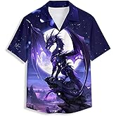 Flame Phoenix Mens Funny Hawaiian Shirts Summer 3D Graphic Button Down Short Sleeve Tropical Holiday Beach Aloha Shirt Medium