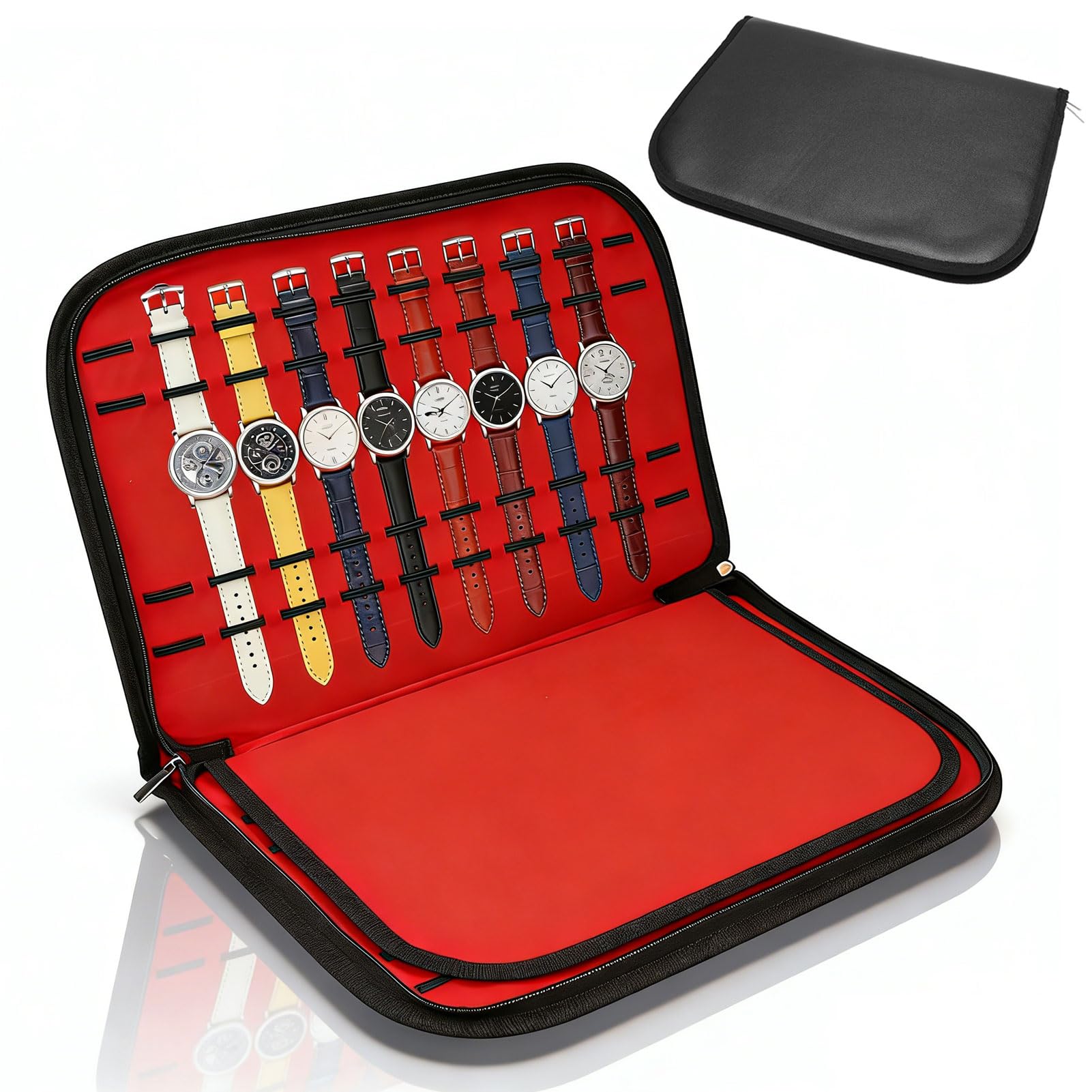 HERCHR 20 Watch Bands Organizer Bag, Watch Bands Storage Carrying Case Nylon Waterproof Portable Watch Band Holder Fit for Most Sizes of Watch Straps