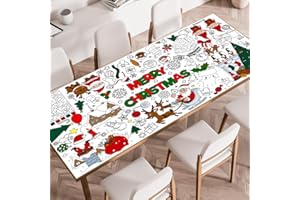 SPERINGEEN Christmas Tablecloth Decorations, Christmas Crafts for Kids, Essentials Xmas Themed Coloring Games Activities Gifts Poster Banner Table Cover for Holiday Children Family School Party Decor