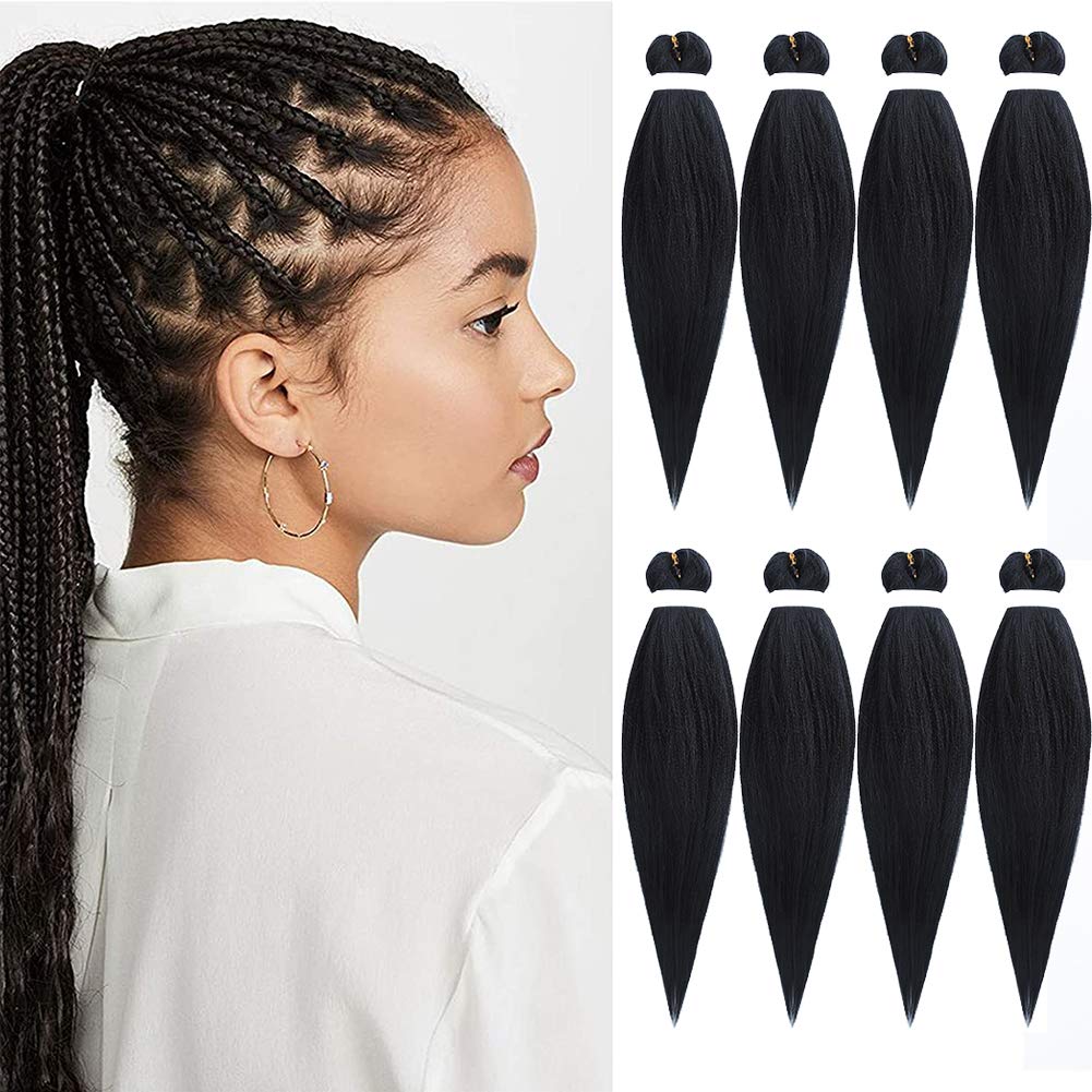 I&K EZ Pre-stretched Braiding Hair Soft Yaki 8 Packs 26 Inch - #1B