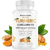 Biorootlabs Turmeric Curcumin | Pure Turmeric Curcumin Supplement 1000mg | 95% Curcuminoids with Bee Propolis, Ginger, MCT Oil, Fat Soluble Vitamin C, & Black Pepper 120 Capsules (1)