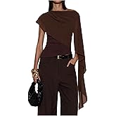 SHENHE Women's Off Shoulder Mesh Poncho Flowy Top Ruched Fitted Dressy Going Out Tee Shirt