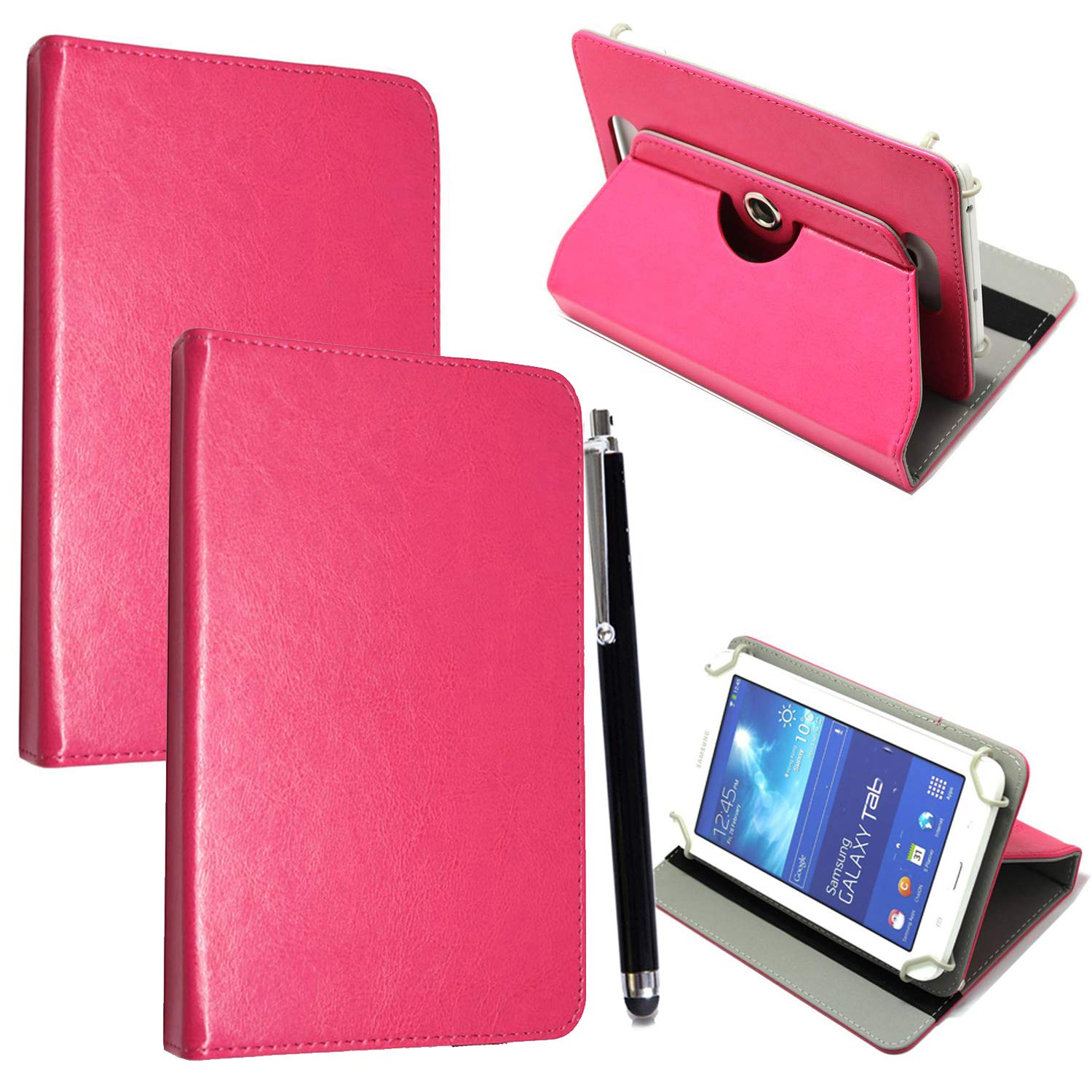 Universal 360 Degree Rotating PU Leather Case Cover with Colorful Patterns Fits All 7 Inch Android Tablet and Stylus Pen Included