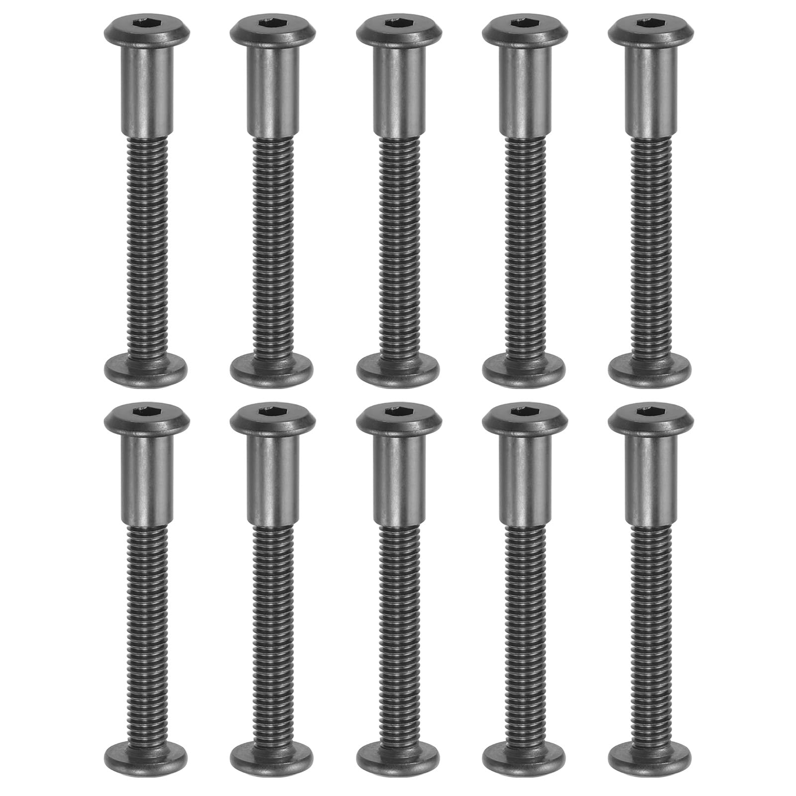 PATIKIL M8 x 40 mm Hex Chicago Screws, 10 Set Binding Screw Posts Connecting Hex Drive Socket Cap Bolt Nuts for Scrapbook Leather Belt Album Photo Furniture Repair, Black