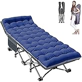 ABORON Camping Cot for Adult 28" Extra Wide, Heavy-Duty 1200D Oxford Cot for Sleeping, Portable Folding Camp Bed with Mat & Carry Bag