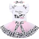 ODASDO Baby Girl Toddler Kids Farm Animal Cow Theme 1st 2nd 3rd Birthday Party Cake Smash Outfit Romper Tutu Headband