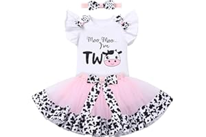 IMEKIS Baby Girl Bee Cow Birthday Outfit Cake Smash Tutu Photo Shoot 1-3T
