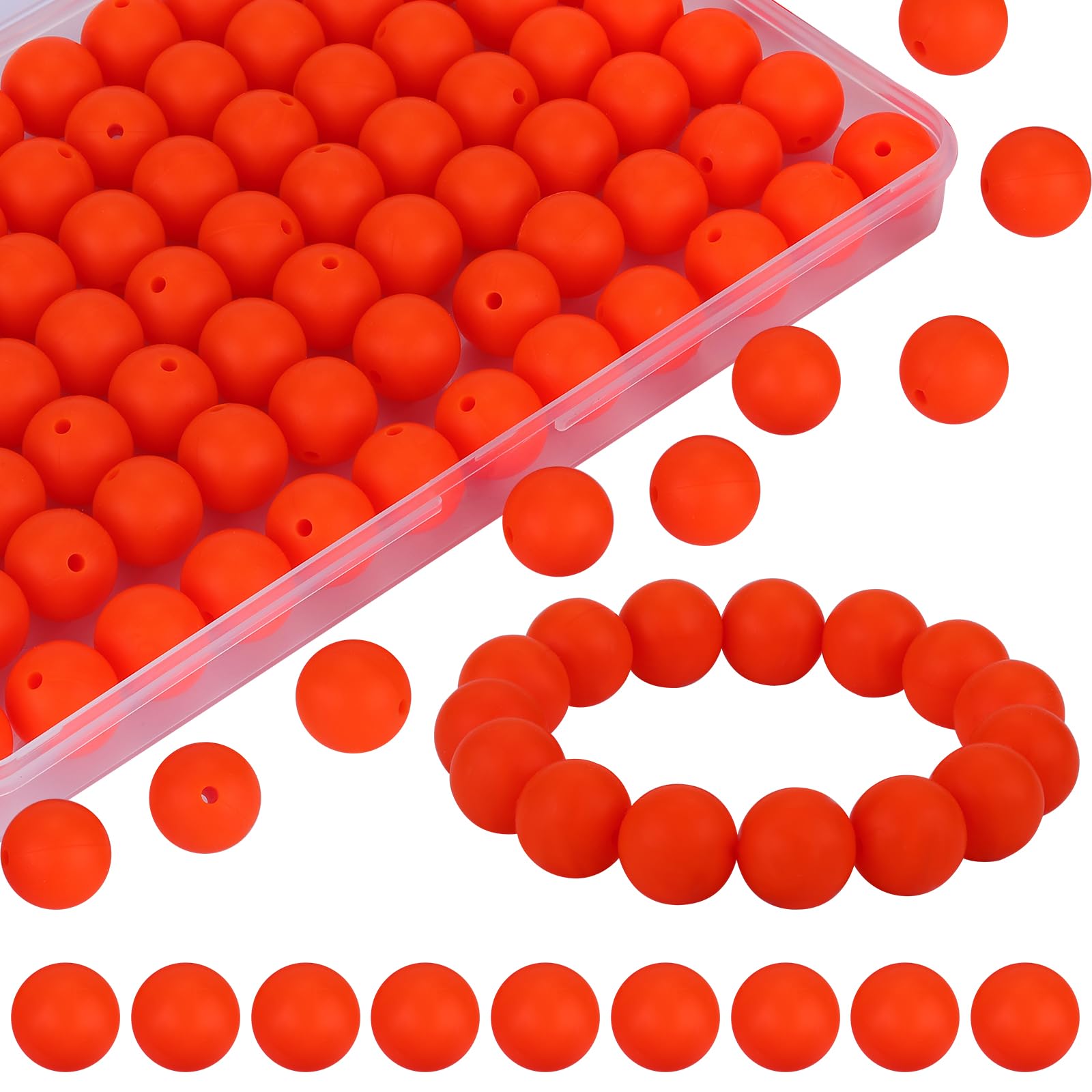 WEWAYSMILE 80pcs 15mm Round Silicone DIY Craft Beads (Orange)