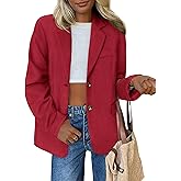 PRETTYGARDEN Blazers for Women Business Casual Fall Dressy Oversized Faux Suede Suit Jackets Work Office Teacher Clothes
