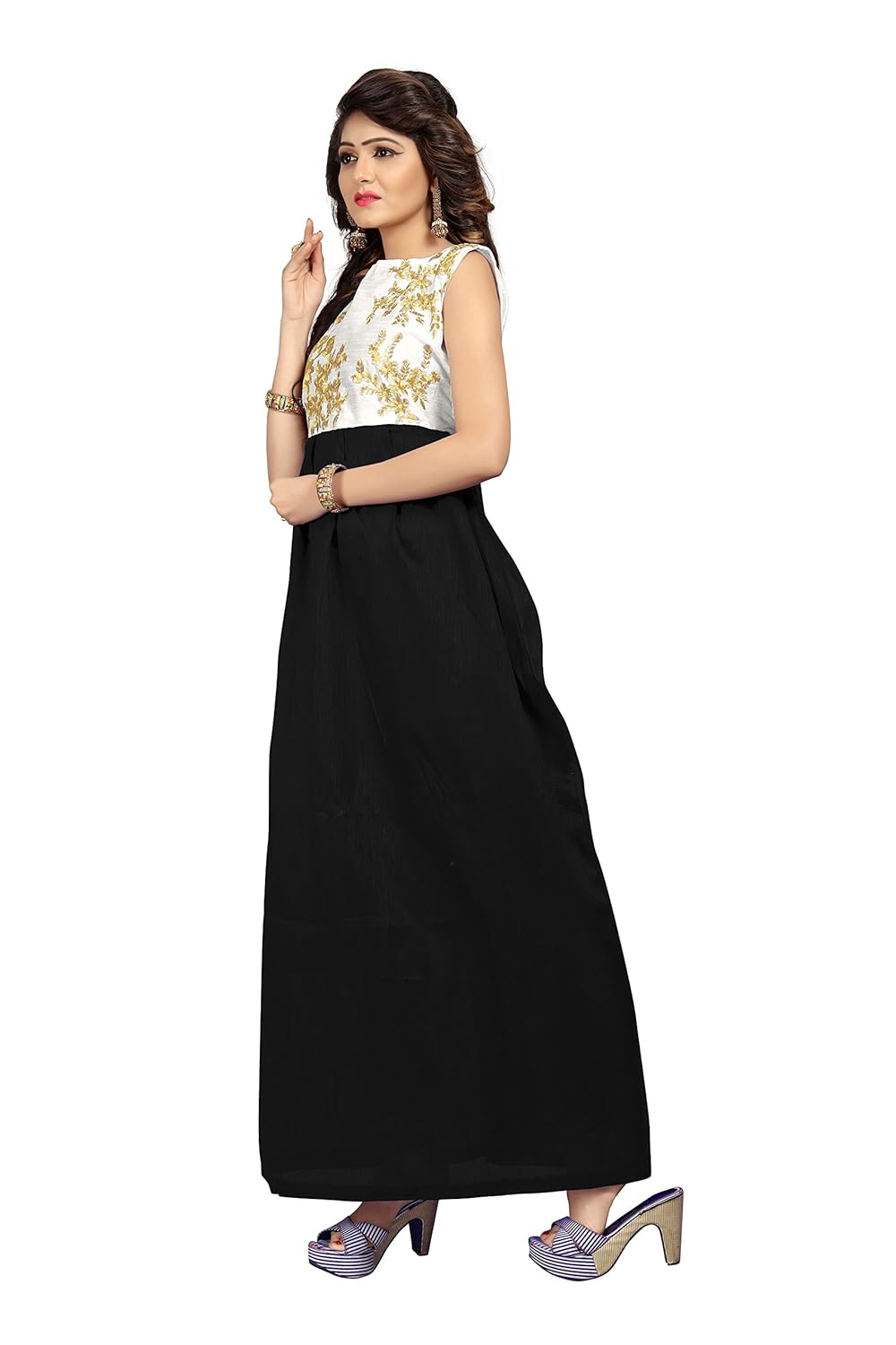 florence women's silk party wear designer semi-stitched gown