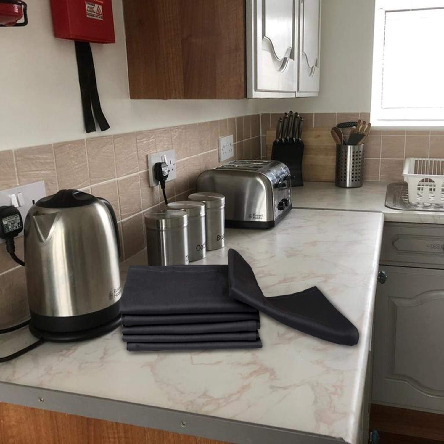 Urban Villa Kitchen Towels, Premium Quality, Solid Satin Weave 100% Cotton Dish Towels, Ultra Soft (Size: 20X30 Inch), Black Highly Absorbent Bar Towels & Tea Towels - (Set of 6): Kitchen & Dining