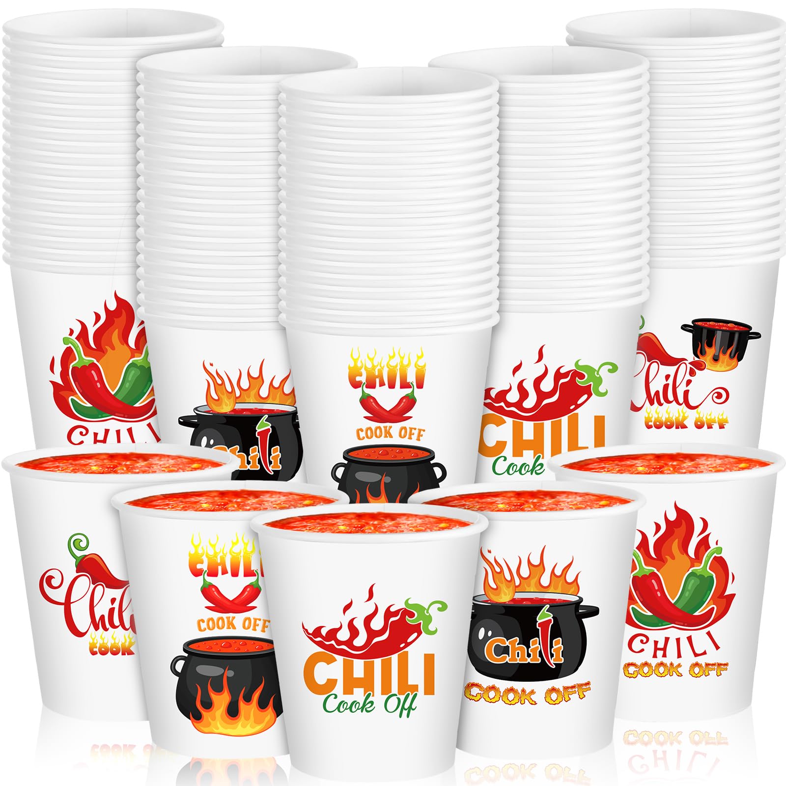 Photo 1 of FoldTier 600 Pcs 3 oz Chili Cook off Decorations Disposable Tasting Paper Cups Chili Party Cups for Cook off Decorations