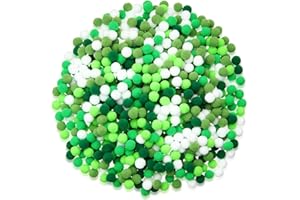 Tegeme 2000 Pieces Pom Poms 1 cm Assorted Pompoms and Crafts Fuzzy Balls for Thanksgiving Christmas Winter DIY Arts and Craft Making Decorations(Green Series)