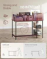 VASAGLE Computer Desk 120x60x76 cm Industrial Style Camel Brown Ink Black view 5